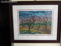 Szénássy Attila: Őszi fák, 40*30 cm, anilin